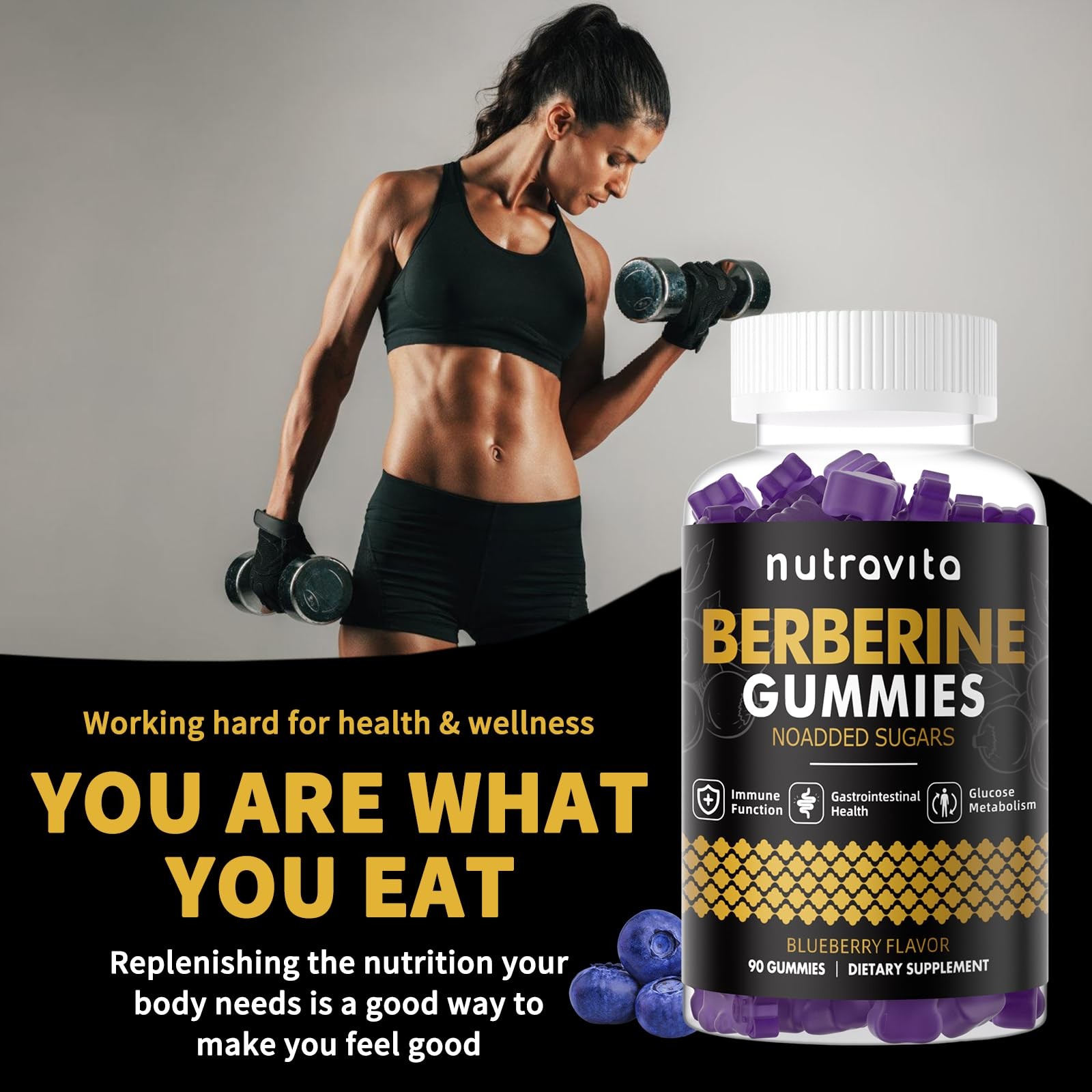 Berberine Gummies with Ceylon Cinnamon 1500mg High Potency Berberine HCL Supp…