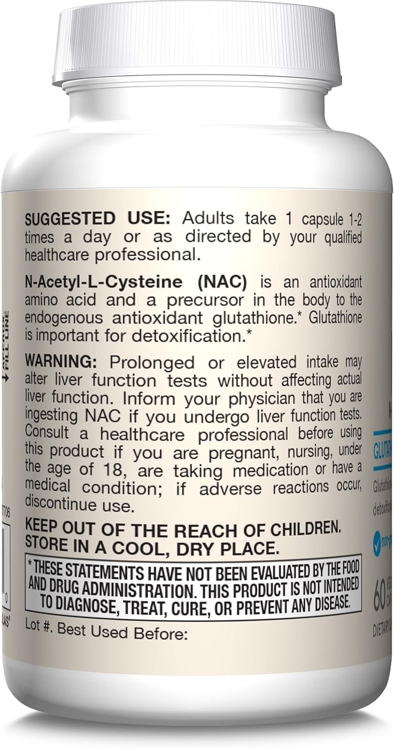 Liver Health Support with N-A-C 500mg – Antioxidant Power in 60 Veggie Capsules