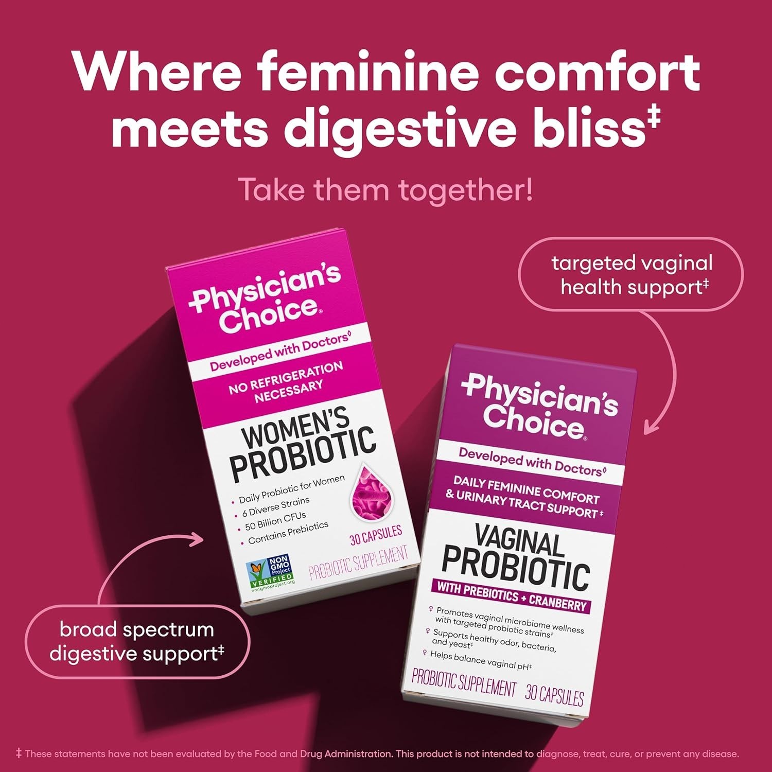 Physician’s CHOICE Women Probiotic 50B CFU Cranberry Feminine Gut Support