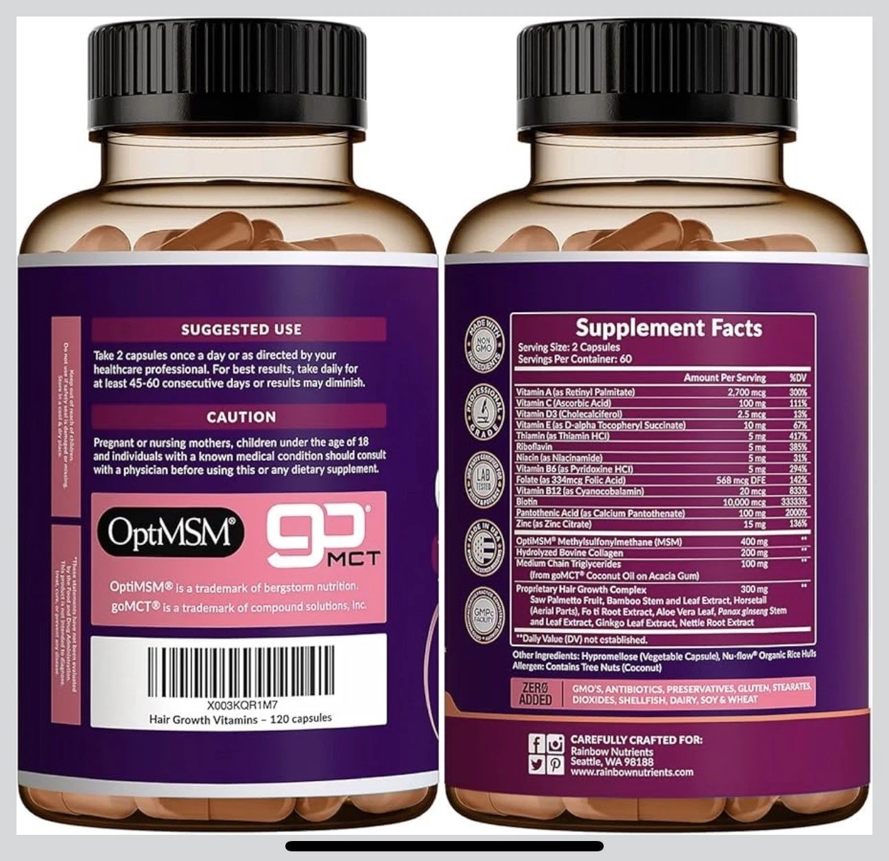 Rainbow Nutrients Advanced Hair Growth-Promote Hair Growth and Prevent Hair Loss