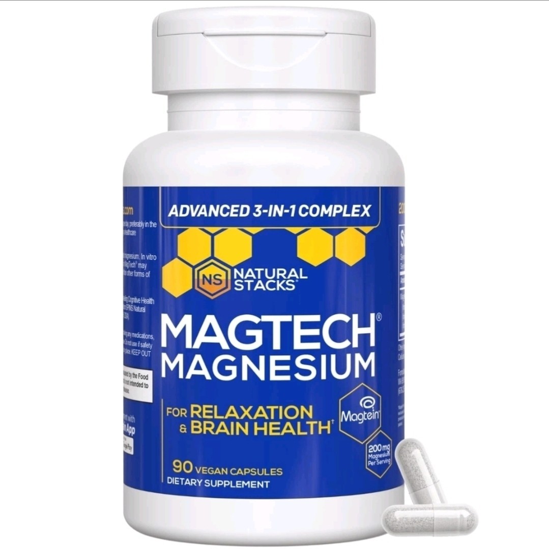 Natural Stacks – MagTech Magnesium Complex 90 Caps Magtein, Brain, Relaxation