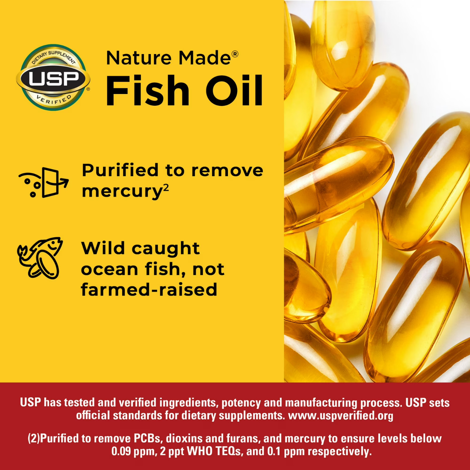 Nature Made Fish Oil 1000mg, Omega 3 for Heart Health 90 Softgels, 45 Day Supply