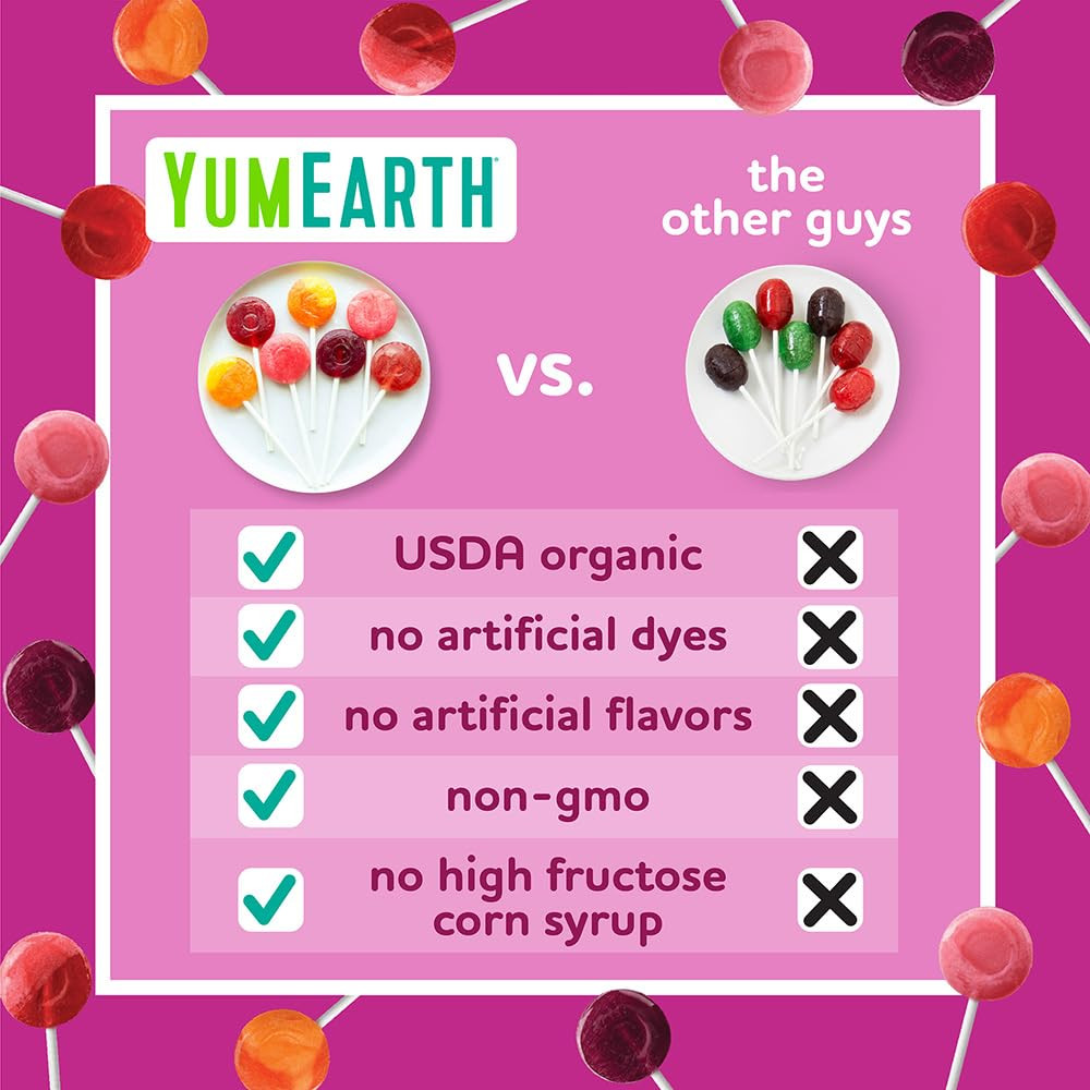 Yumearth Organic Vitamin C Pops Variety Pack, 40 Fruit Flavored Favorites Lollip