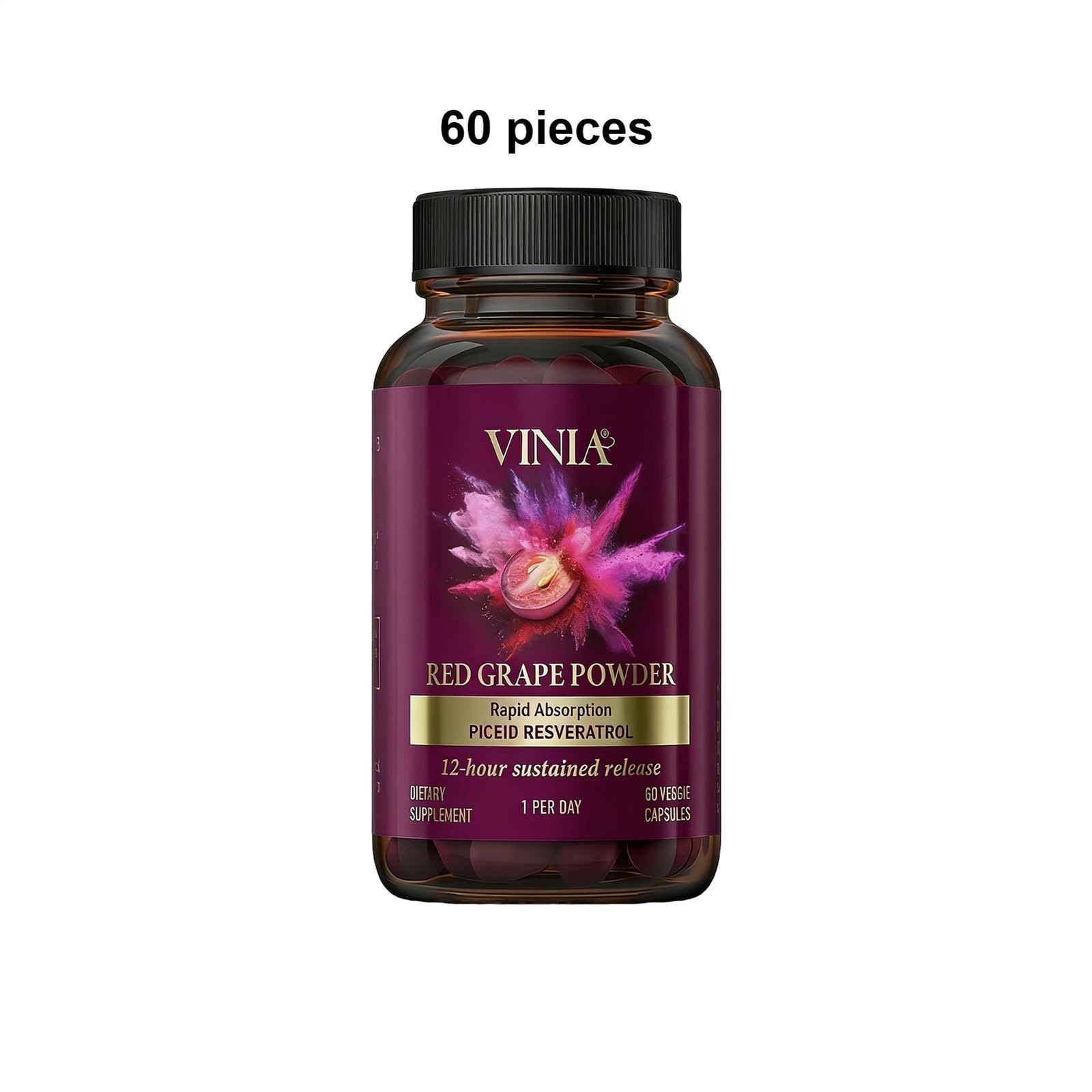 VINIA Piceid Resveratrol Supplement Non-GMO, 60ct Increases Blood Flow
