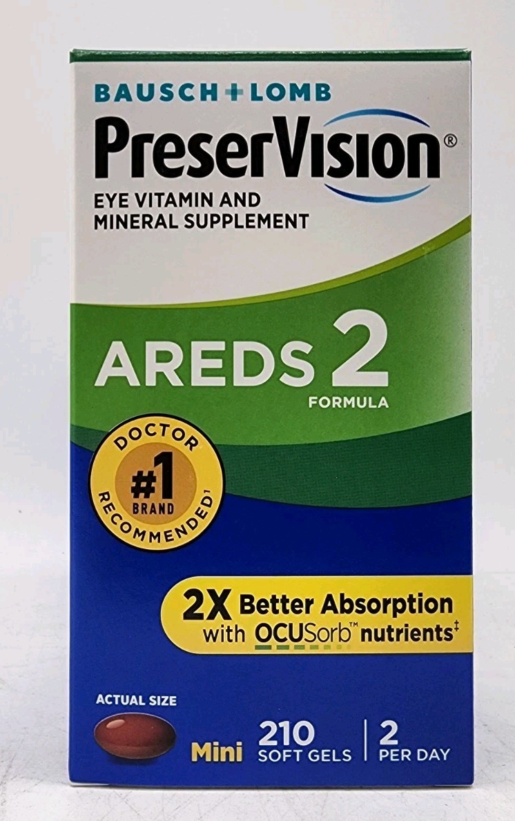 Bausch + Lomb PreserVision AREDS 2 Mini Soft Gels 210 Ct Eye Vitamin Exp 10/27