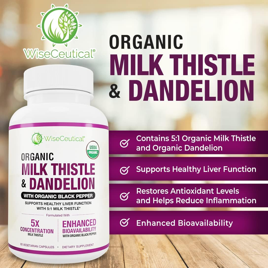 Max Absorption USDA Organic Milk Thistle Potent 5:1 Concentrated Extract (2000Mg