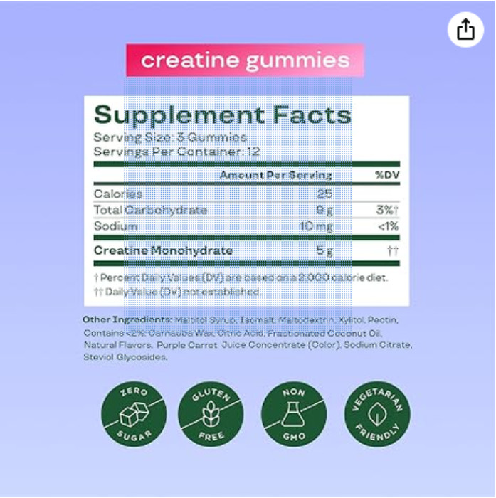 3 pack of Bloom Creatine Monohydrate Nutrition Gummies Berry Boost Flavor