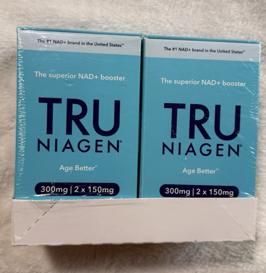 Tru Niagen NAD+ Booster 300mg Vegetarian Capsules, 120 Count per bottle.