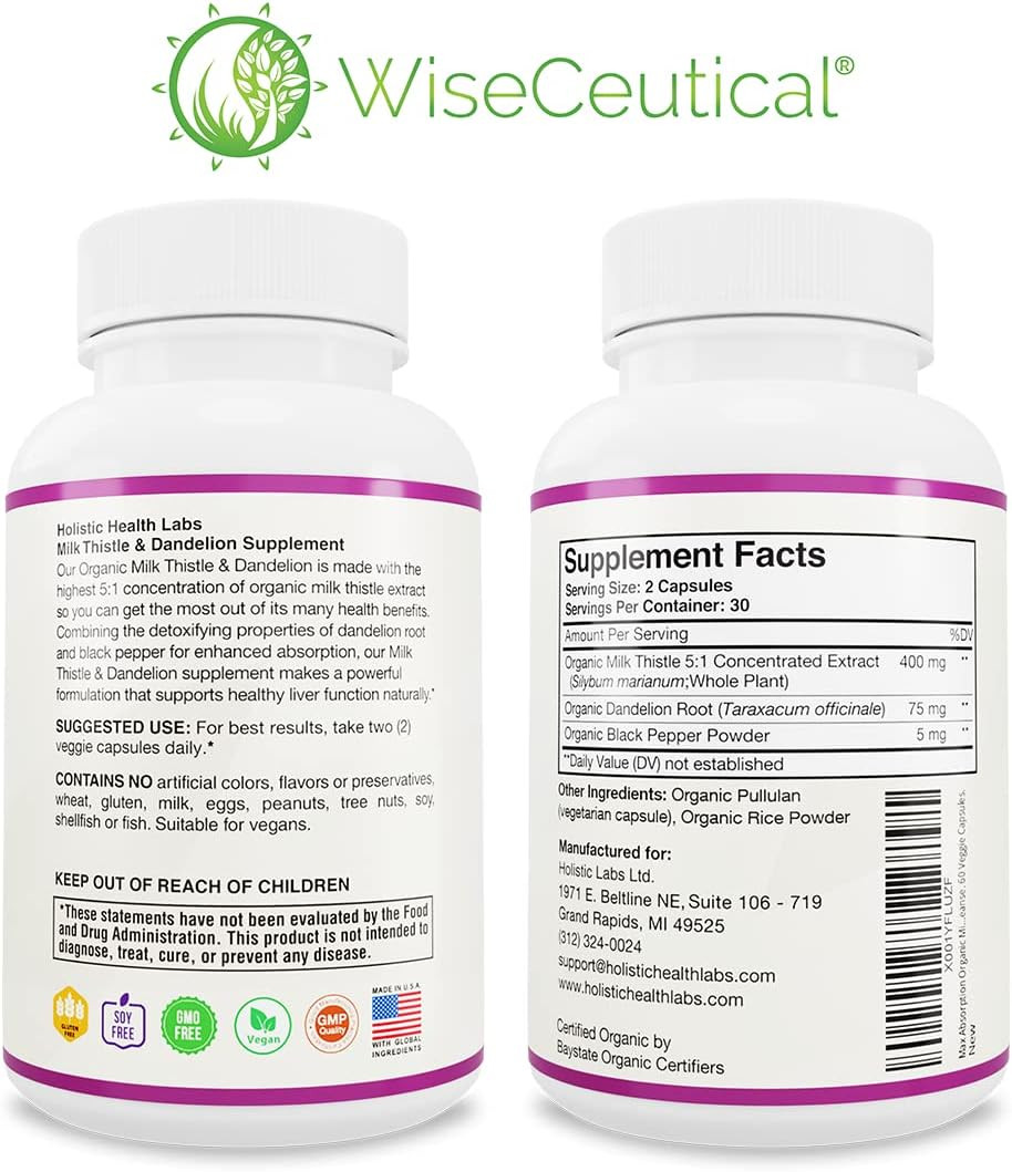 Max Absorption USDA Organic Milk Thistle Potent 5:1 Concentrated Extract (2000Mg