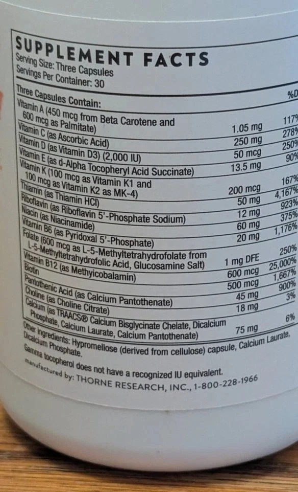 Thorne Multi-Vitamin Elite AM – 90 Capsules –