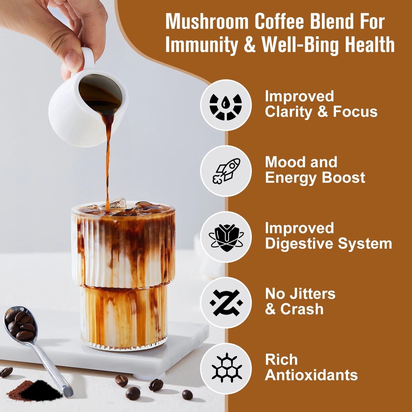 Mushroom Coffee Organic Lions Mane Immunity & Brain Booster 22/38/80 Servings