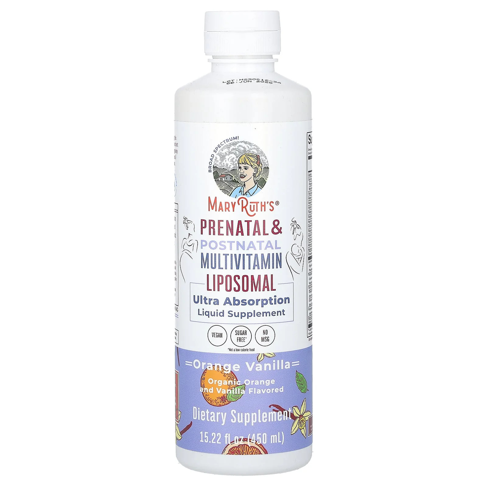2 X MaryRuth’s, Prenatal & Postnatal Multivitamin Liposomal, Orange Vanilla, 15