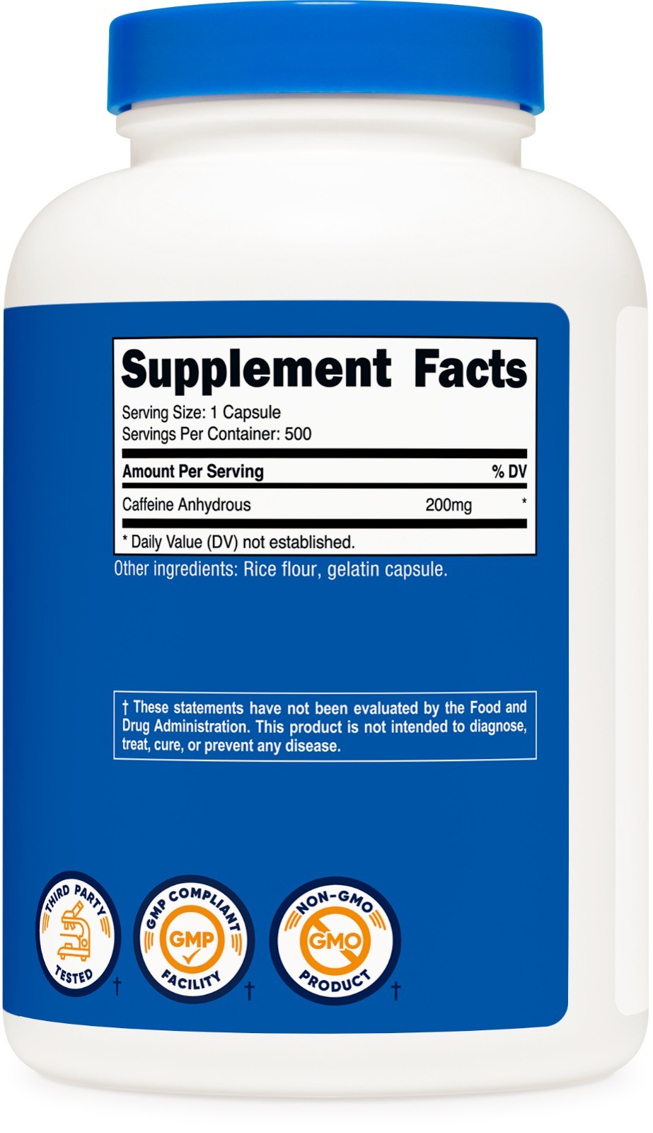 Nutricost Caffeine Pills, 500 Capsules, 500 Servings, 200mg Per Serving