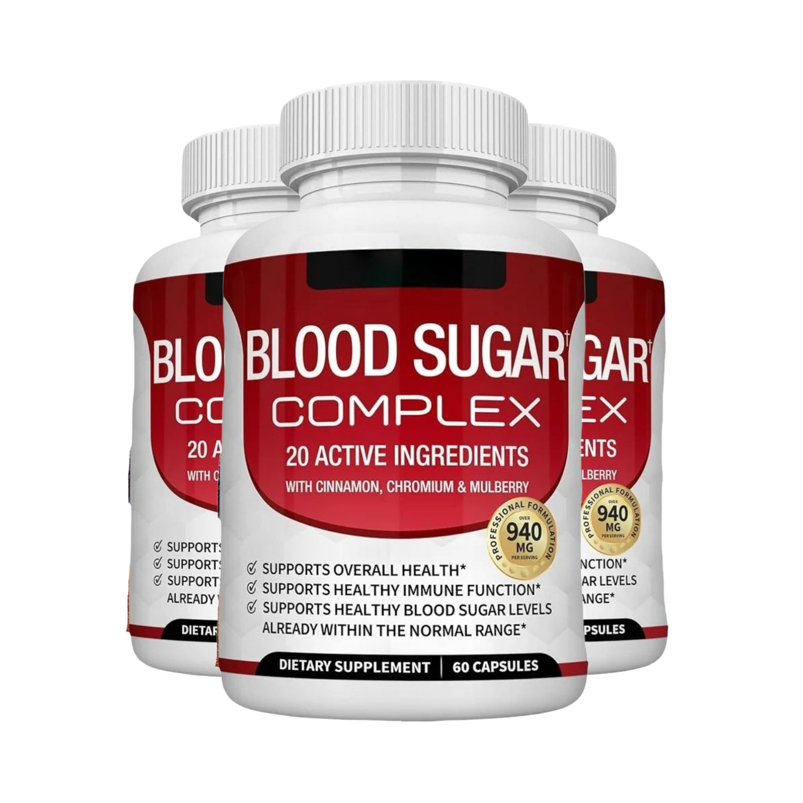 3-Pack Blood Sugar Complex – High Quality Daily Natural Blood Sugar Capsules Rel
