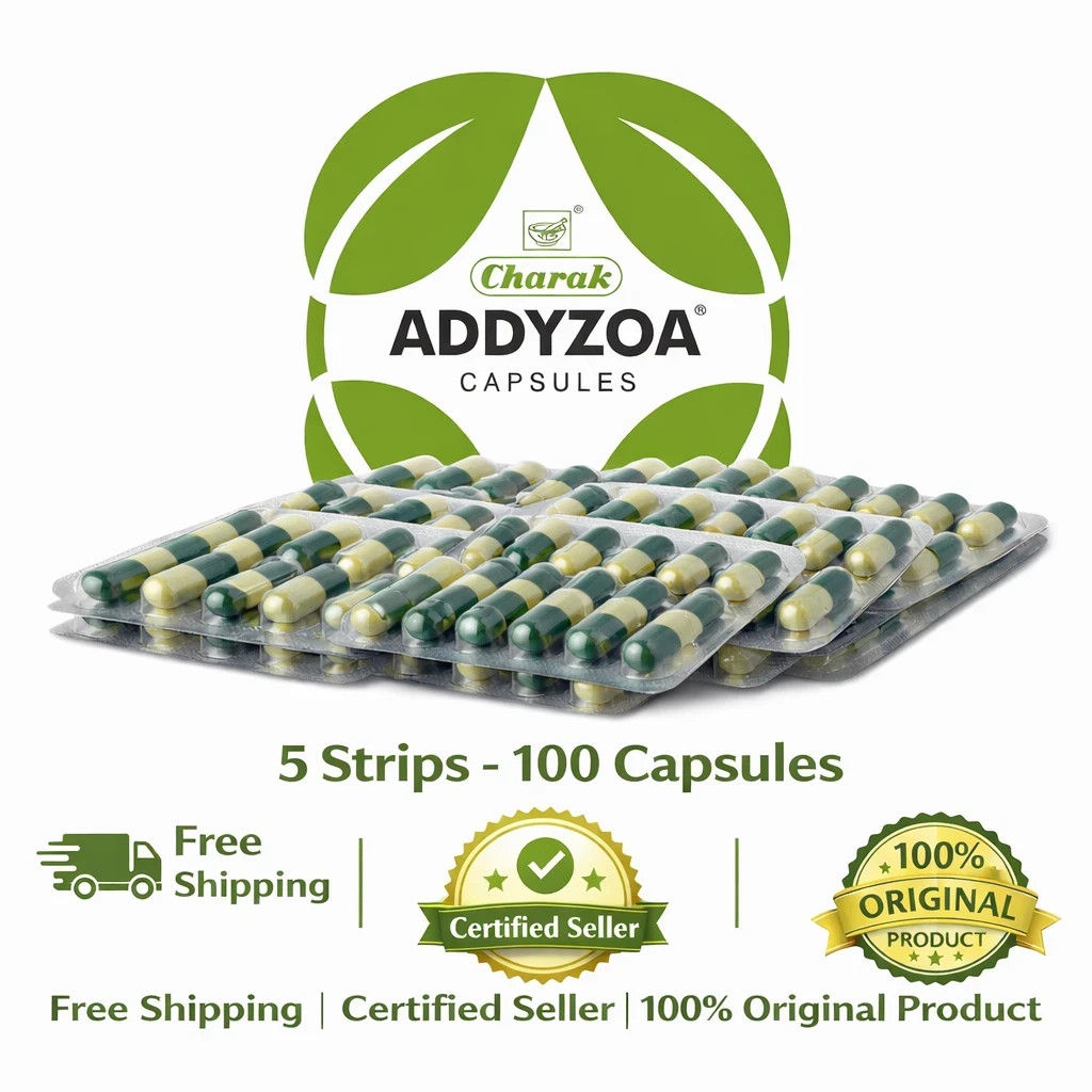 5 X Charak Addyzoa 100 Caps For Mens Health Pure Herbal Exp 2028