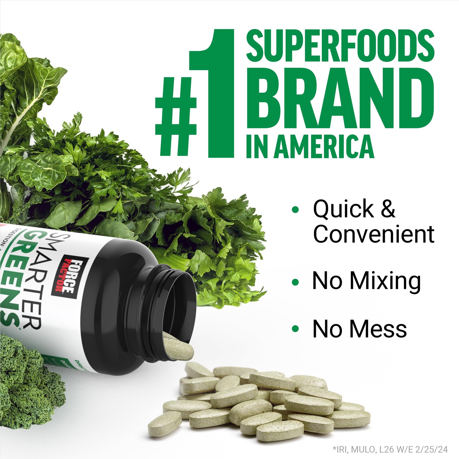 FORCE FACTOR Smarter Greens Tablets, Greens Supplement with 25+ Superfoods an…