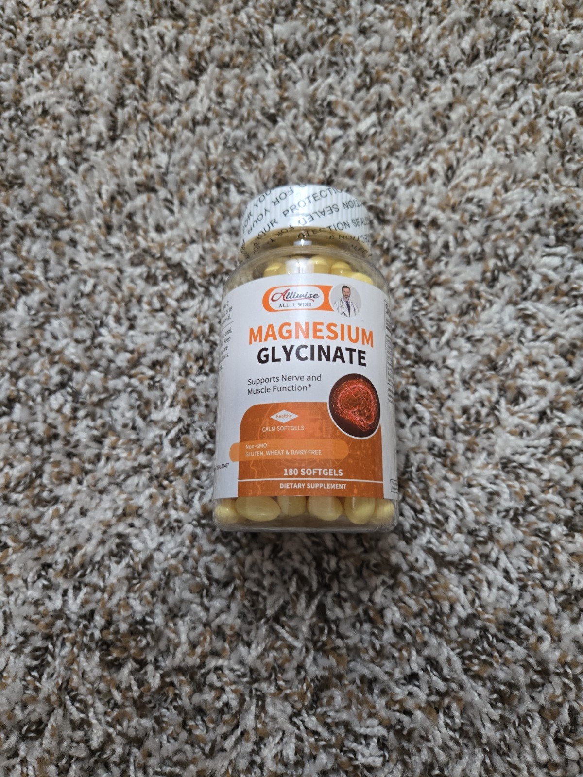 All I Wise Magnesium Glycinate 180 Softgels Dietary Supplement Exp 7/27