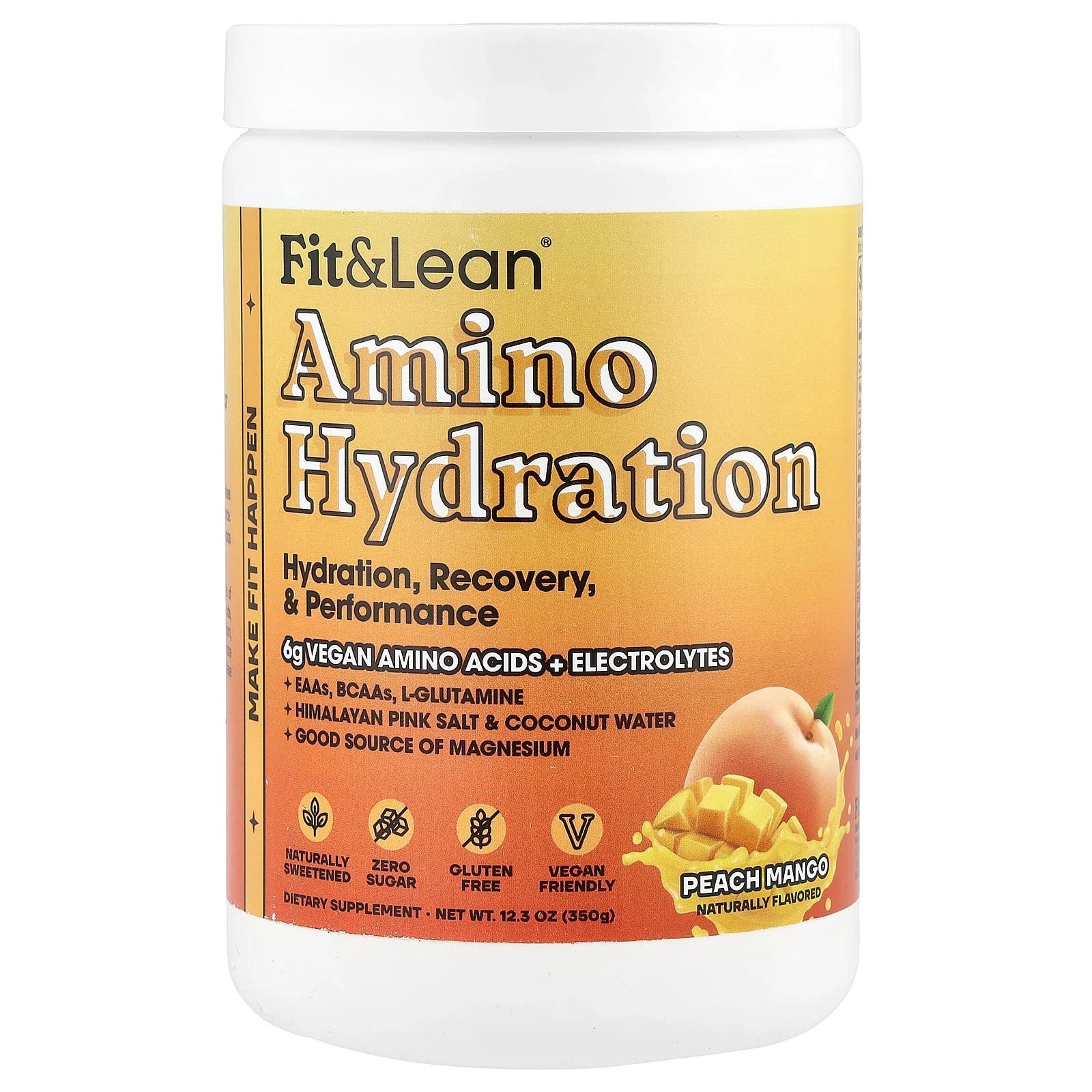2 X Fit & Lean, Amino Hydration, Peach Mango, 12.3 oz (350 g)