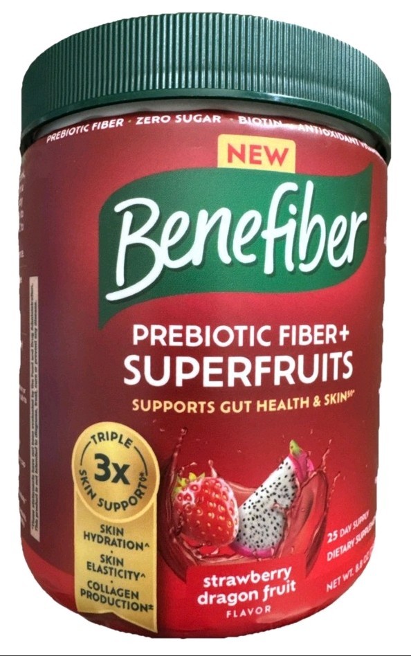 Benefiber Prebiotic Super Fruits Strawberry Dragon Fruit 8.8oz Exp Feb 2027
