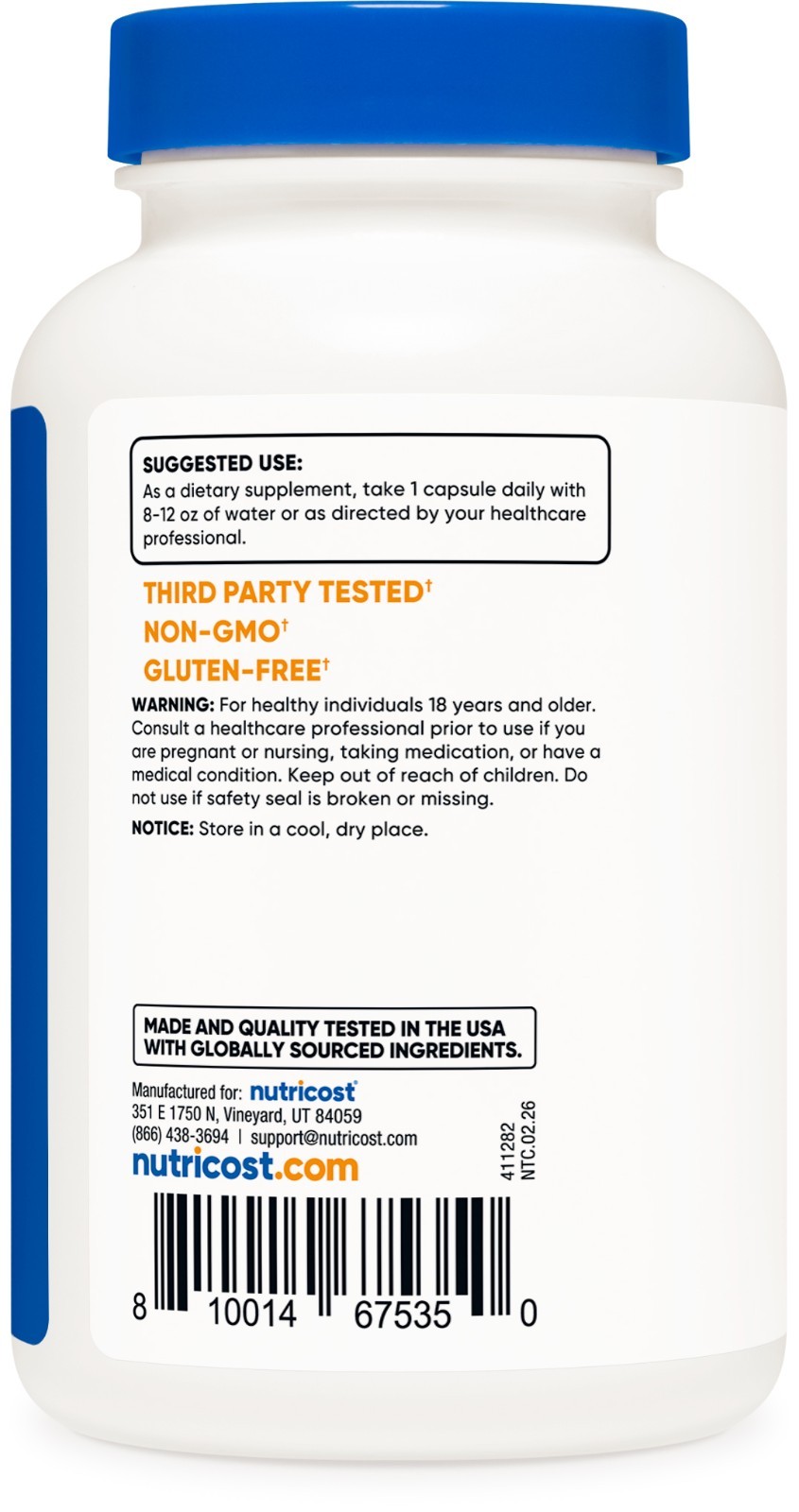 Nutricost N-Acetyl L-Cysteine (NAC) 600mg, 180 Capsules – Non-GMO & Gluten Free