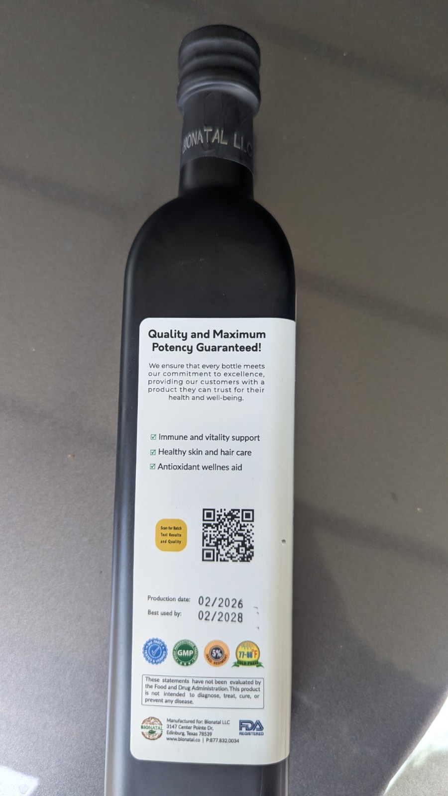 Bionatal Black Seed Oil One-Time Cold-Press Unfiltered Non-GMO 16 fl oz
