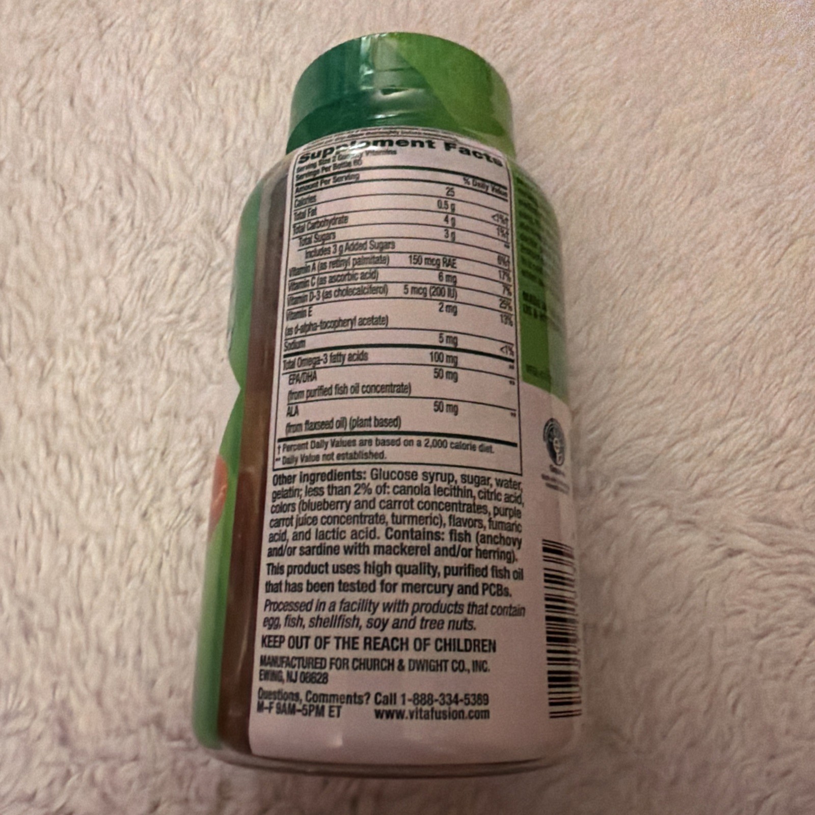 Vitafusion Omega-3 Raspberry Lemonade Flavors 120 Gummies Exp 11/2026