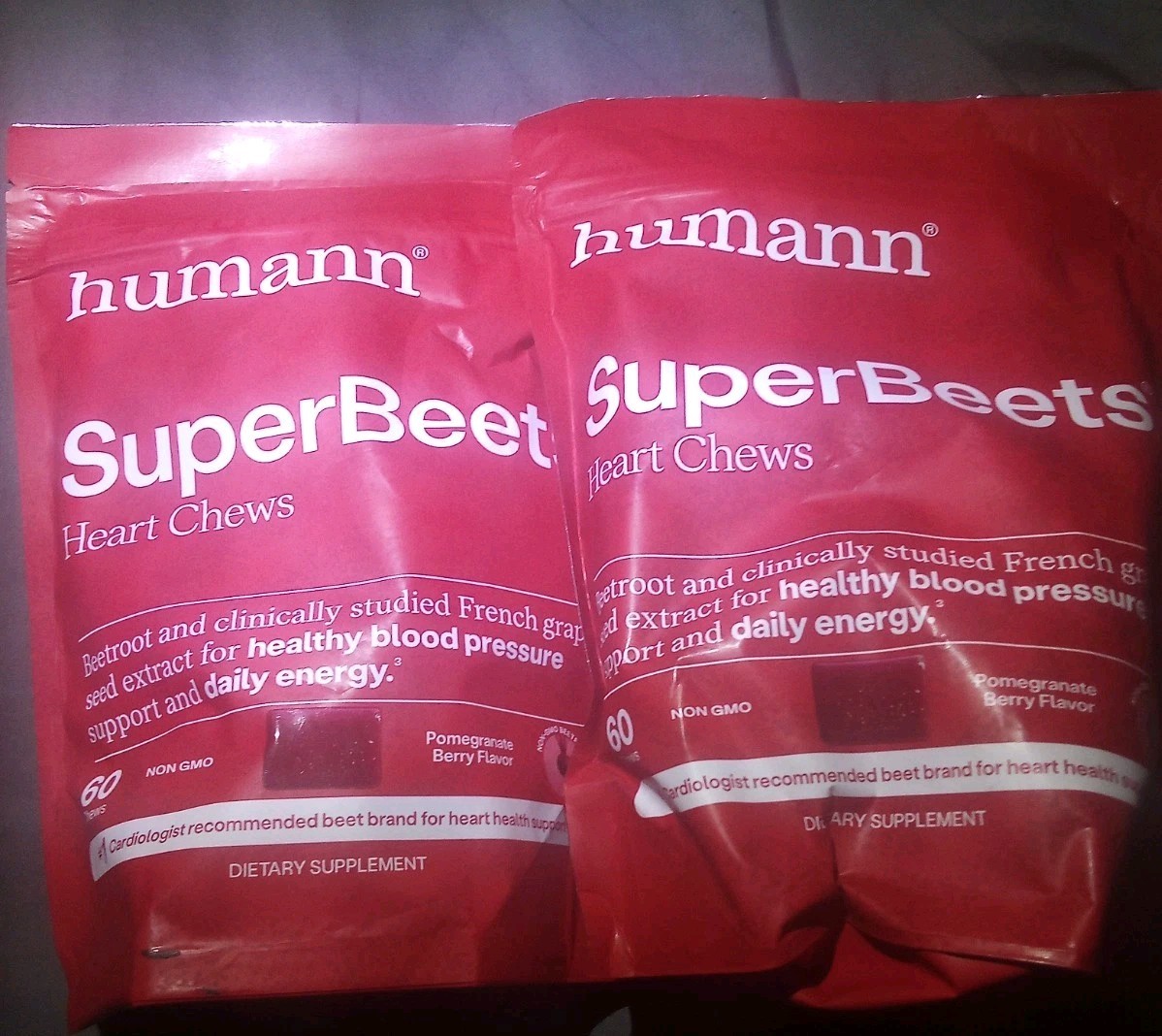 HumanN SuperBeets Heart Chews Pomegranate Berry Flavor 60 Chews X 2 Pack