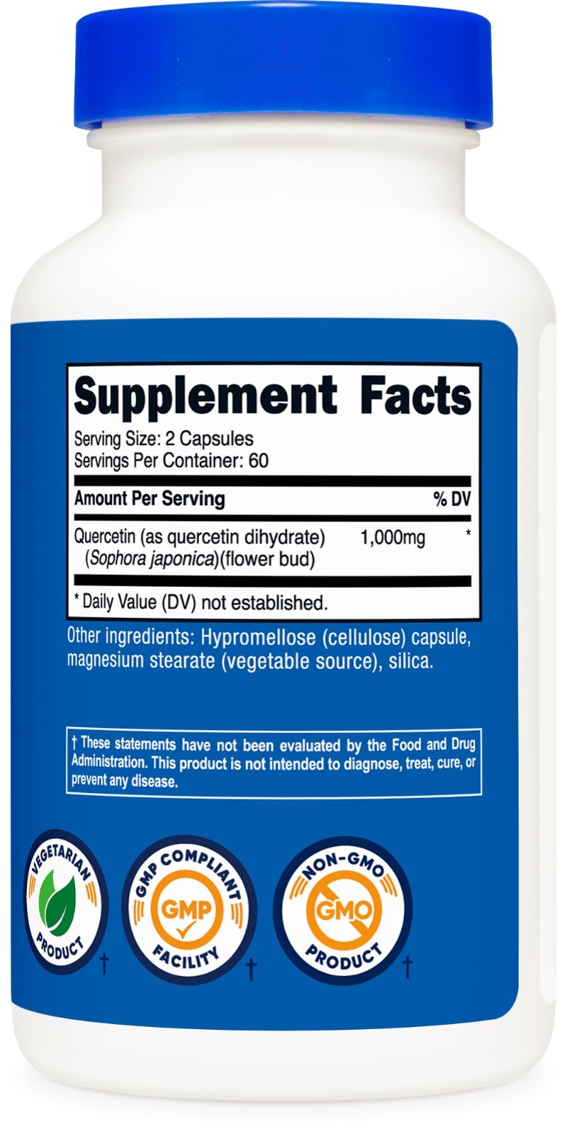 Nutricost Quercetin 1000mg, 120 Capsules – 60 Servings, 500mg Per Capsule