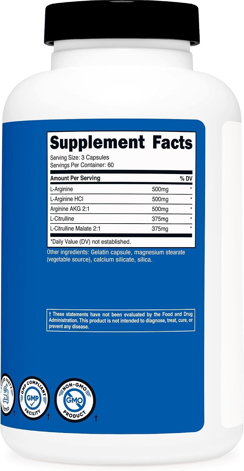 Nitric Oxide Booster 2250mg, 180 Capsules – 750mg Per Casule, 60 Servings