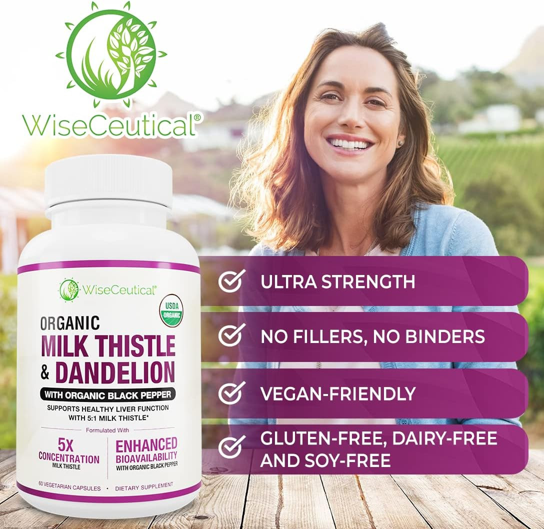Max Absorption USDA Organic Milk Thistle Potent 5:1 Concentrated Extract (2000Mg