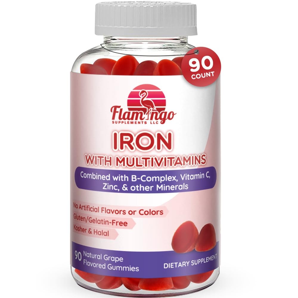Flamingo Supplements Iron Gummies Formula 20 Mg Iron Per Serving Plus Vitamin C