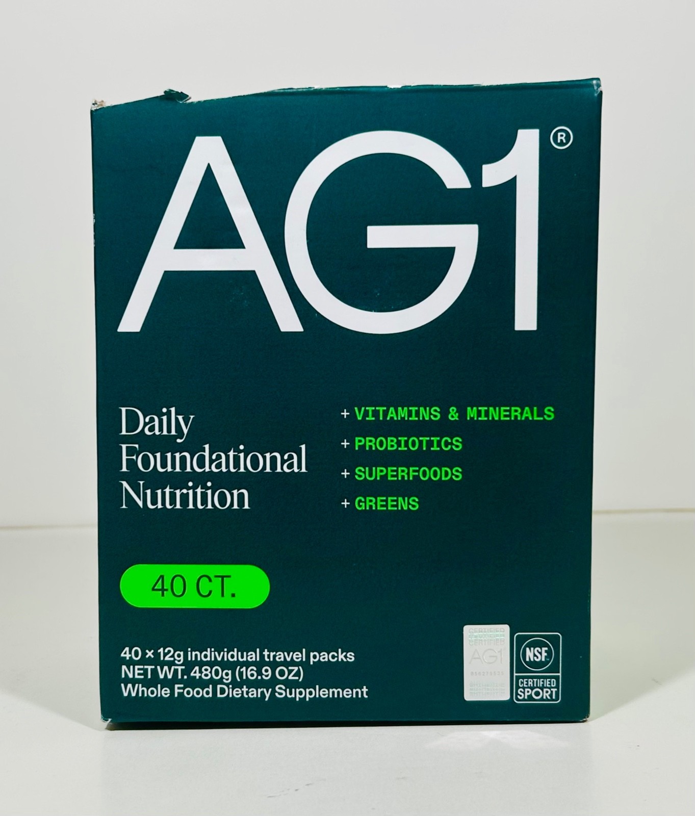 AG1 Daily Foundation Nutrition 38 Travel Packs, Vitamins/Superfood/Greens, 5/26