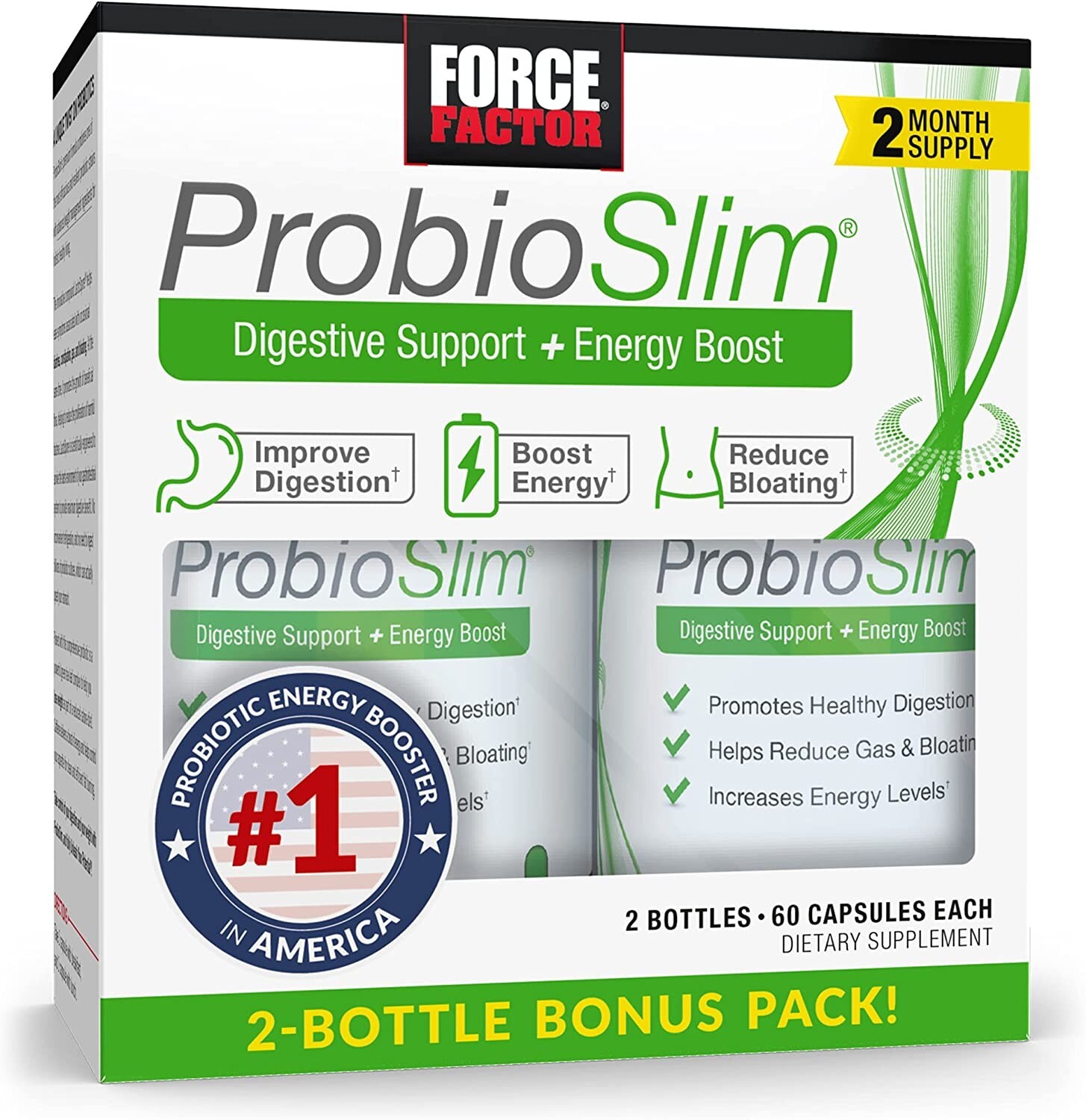 Force Factor ProbioSlim Probiotic Supplement Weight Loss – Unisex (120 Capsules)
