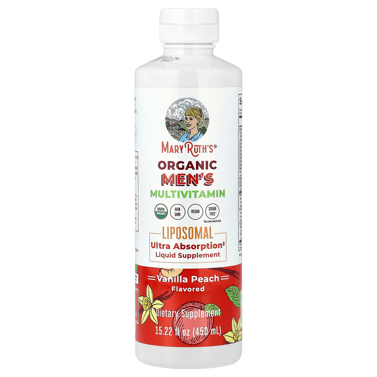 2 X MaryRuth’s, Organic Men’s Multivitamin Liposomal, Vanilla Peach, 15.22 fl o