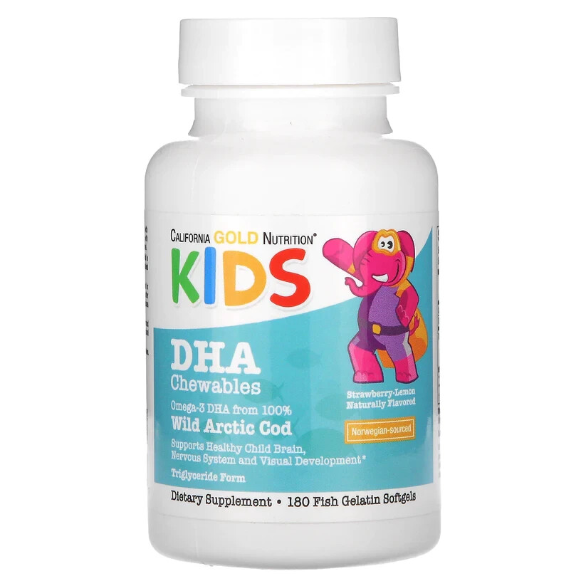 California Gold Nutrition KIDS DHA Chewables Strawberry Lemon Flavor 180pcs NEW