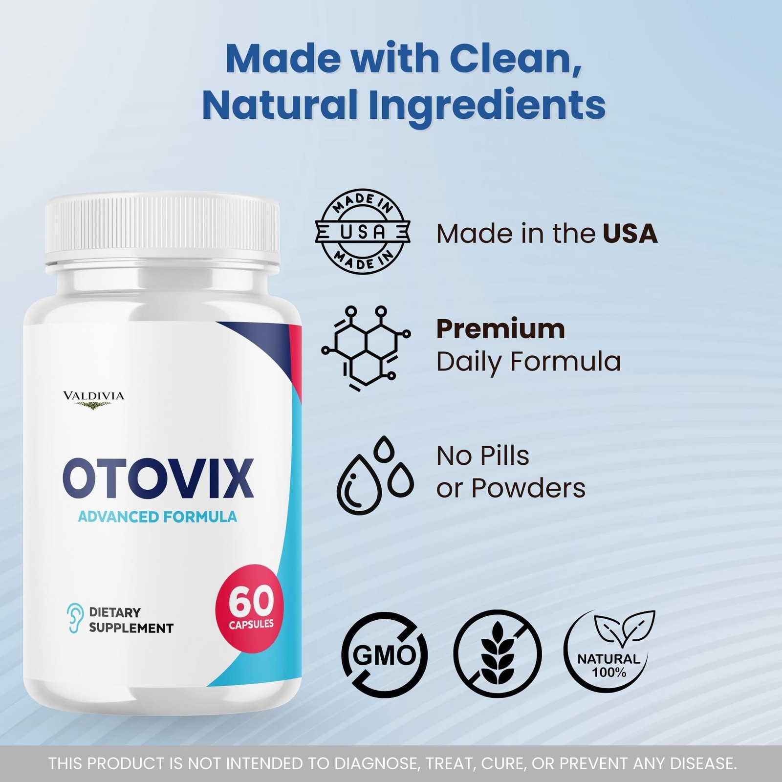 Otovix Ear Hearing Health Support Supplement Capsules Natural 1 Pack 60Ct