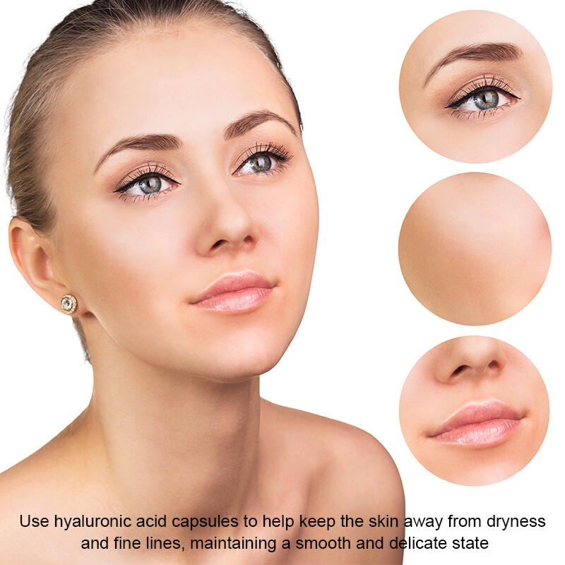 3 Packs Hyaluronic Acid Capsules 120mg Support Healthy Skin Help Reduce Wrinkles