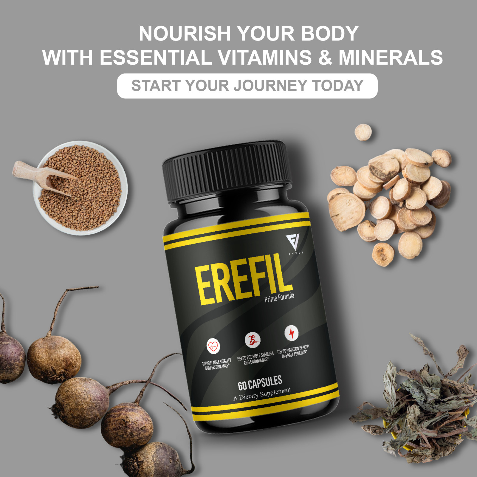 (5 Pack) Erefil Premium Performance Capsules, Erefill Supplement (300 Capsules)