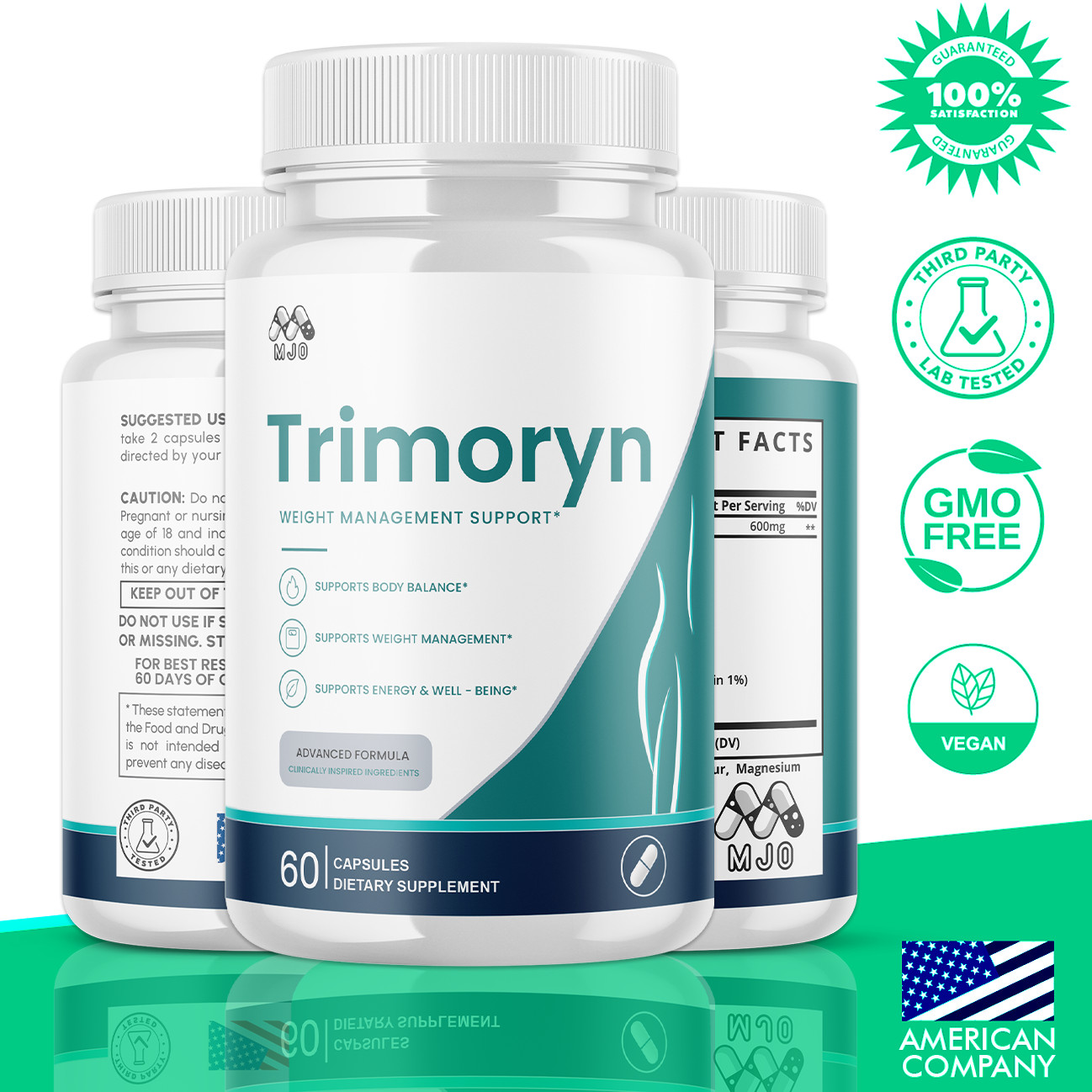 (3 Pack) Trimoryn Advanced Weight Management Support Supplement 180 Capsules