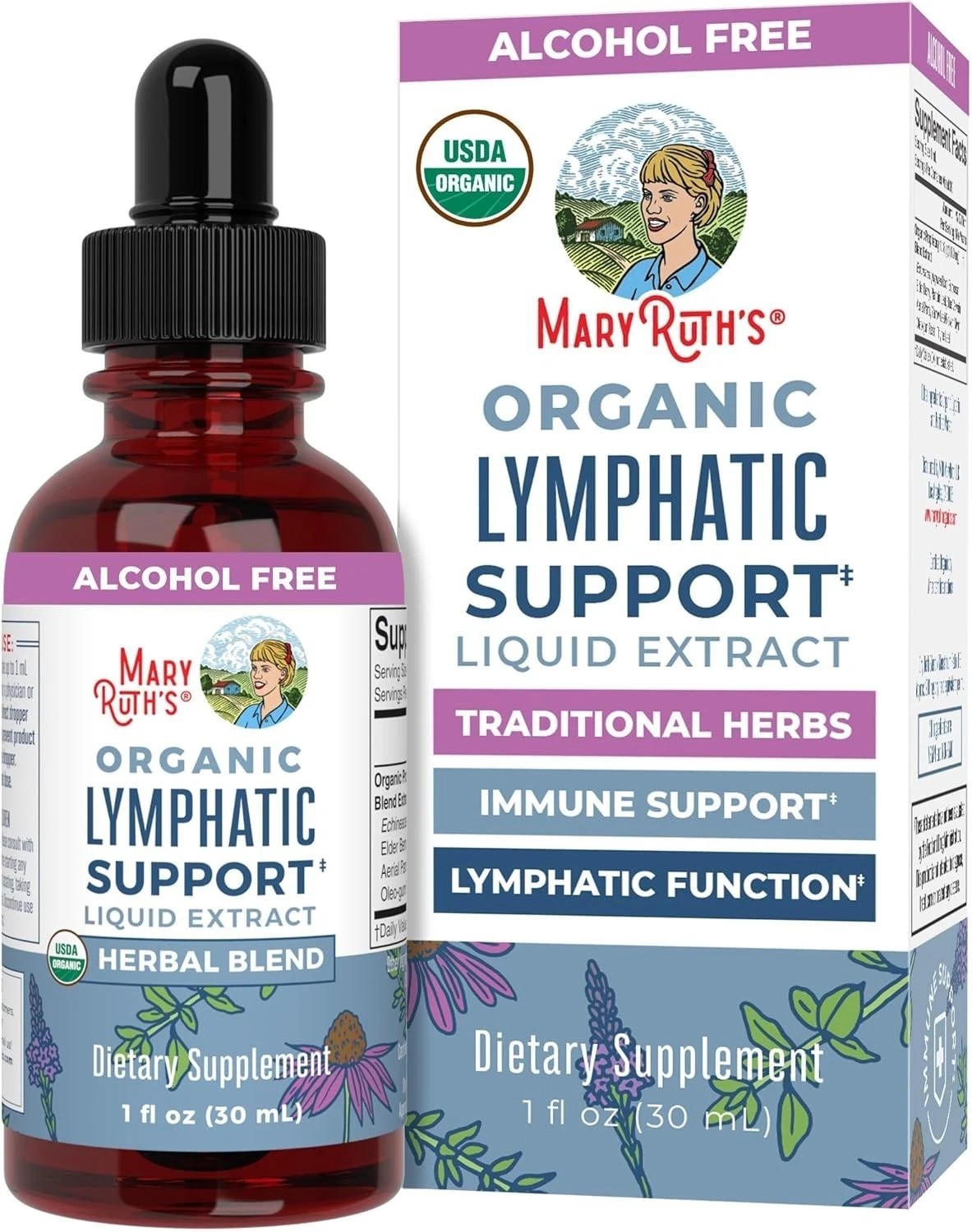 MaryRuth’s Organic Lymphatic Support – Echinacea & Elderberry Drops – Vegan – 30