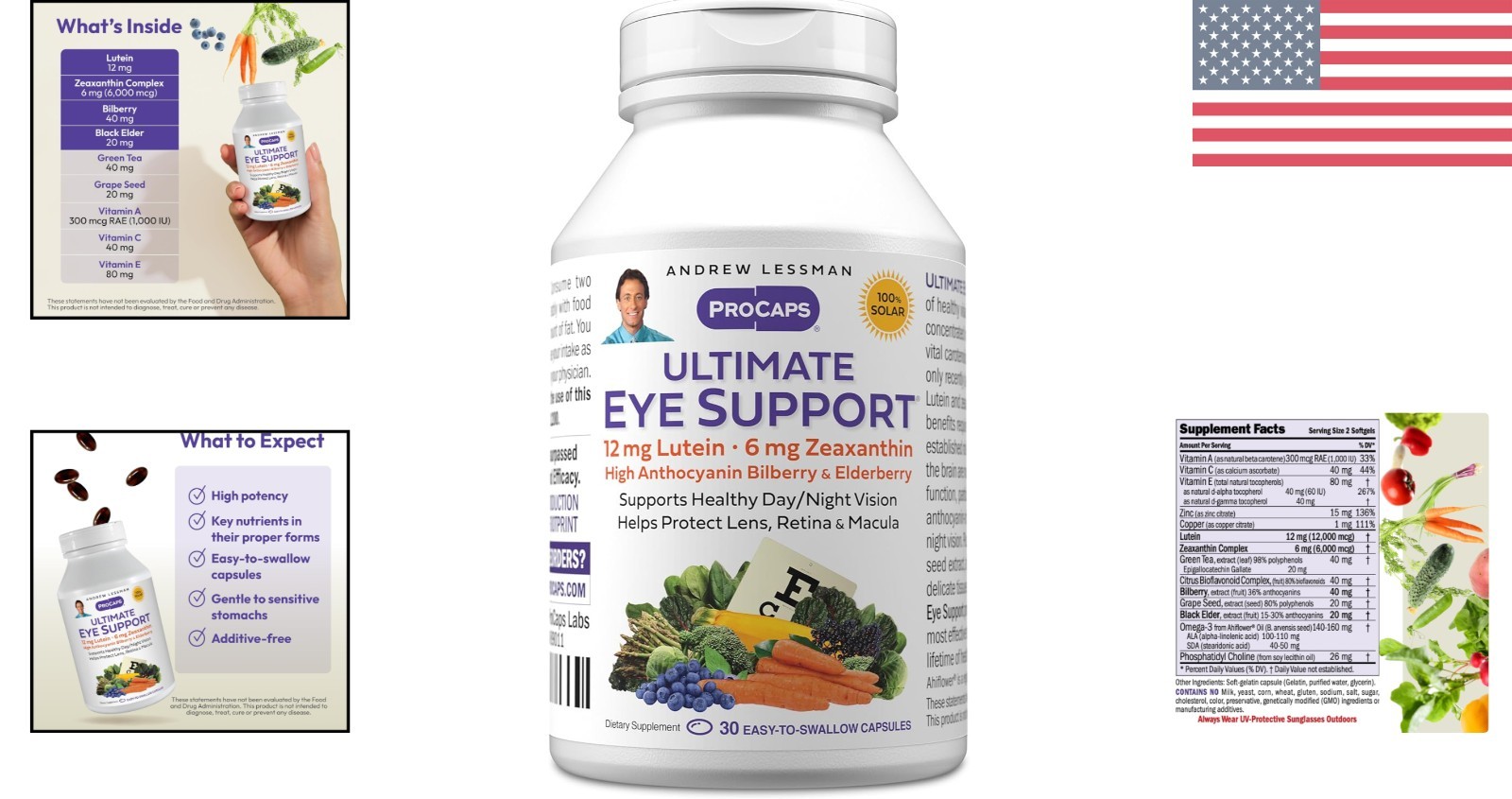 Comprehensive Eye Health Formula – 30 Dairy-Free Softgels with Lutein & Bilberry