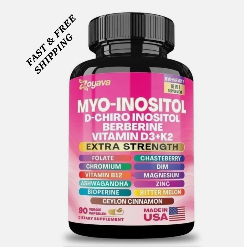 2 BOTTLES—NEW Zoyava Myo-Inositol D-Chiro Inositol Berberine D3+K2 -90Capsules