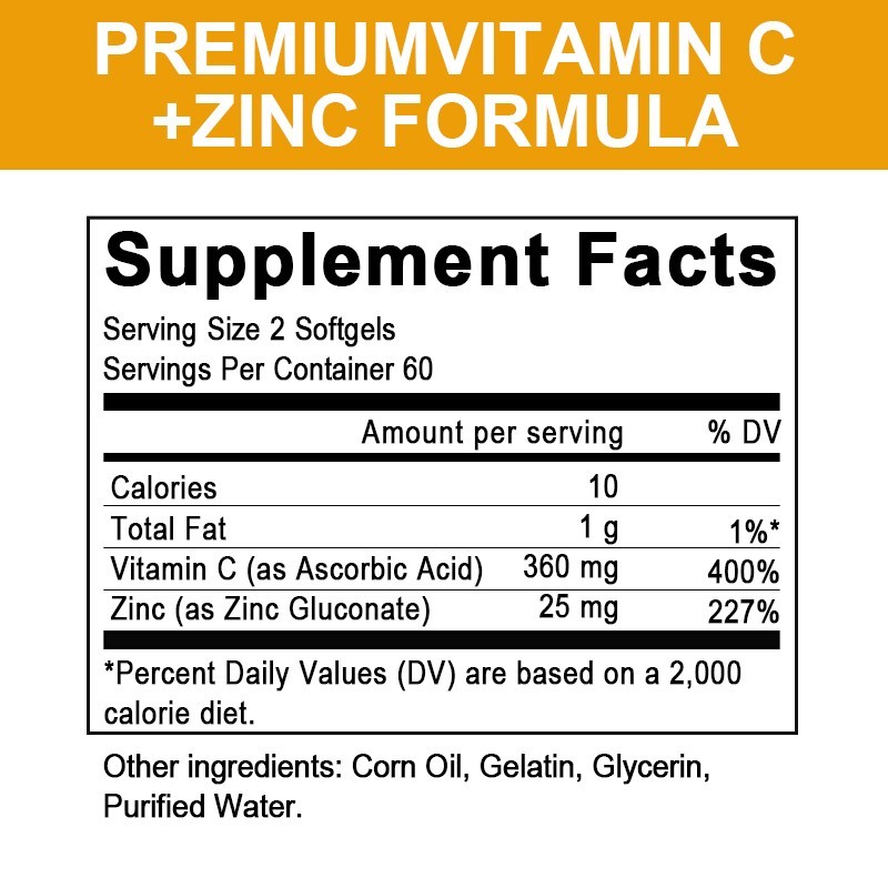 Vitamin C + Zinc Complex Promote Absorption Immune Support 240ct