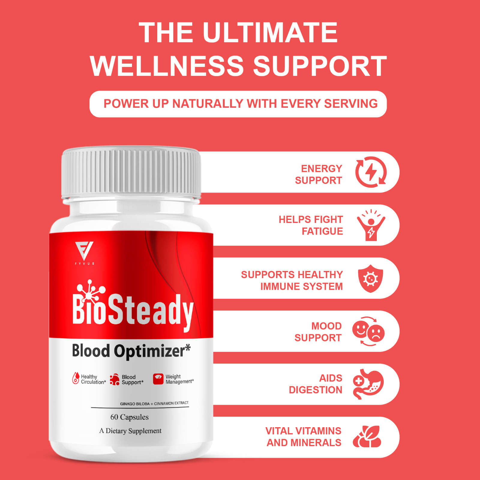 BioSteady Blood Optimizer, Bio Steady Advanced Formula (60 Capsules)