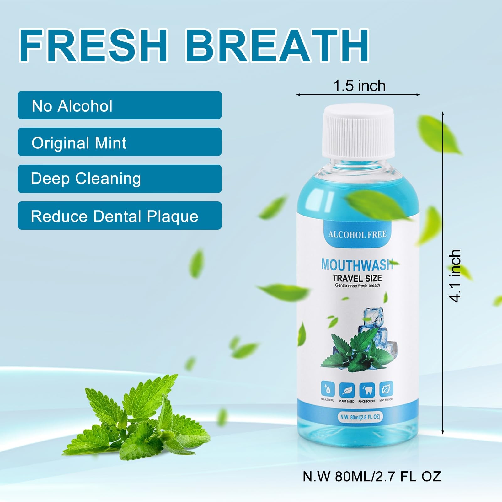 10 pcs Travel Size Mouthwash Bulk Mini Mouthwash, 2.7 Fl Oz (Pack of 10)
