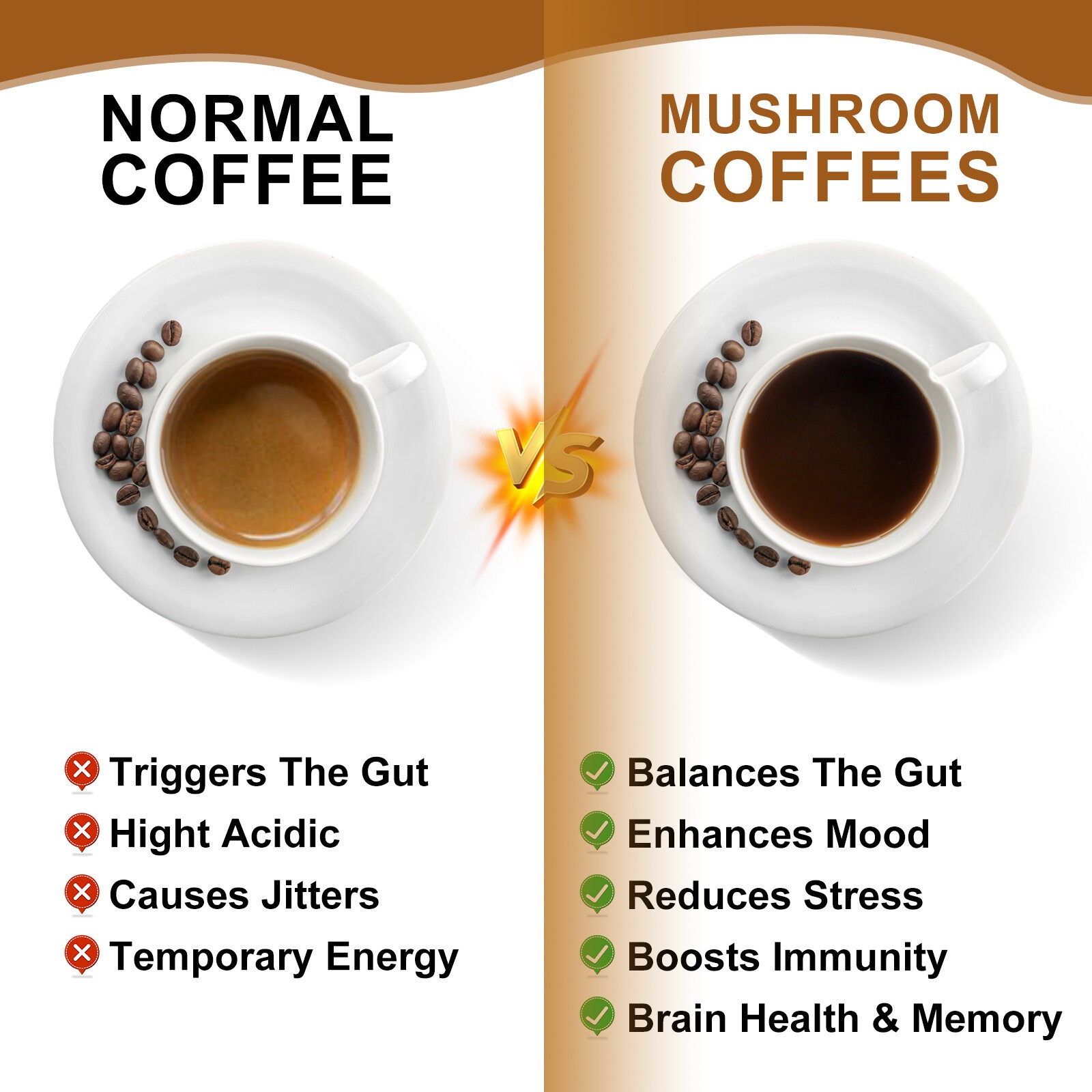 3x Mushroom Coffee Powder Lions Mane Reishi Immunity & Brain Booster 70g
