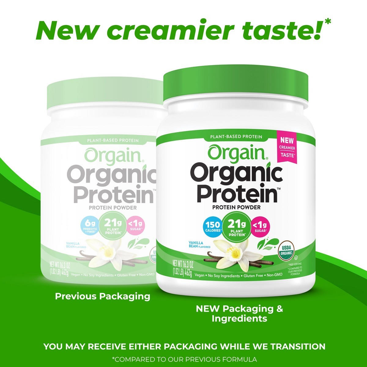 Orgain Organic Vegan Plant Based Protein Powder – Vanilla Bean – 16.32oz 1-Pack