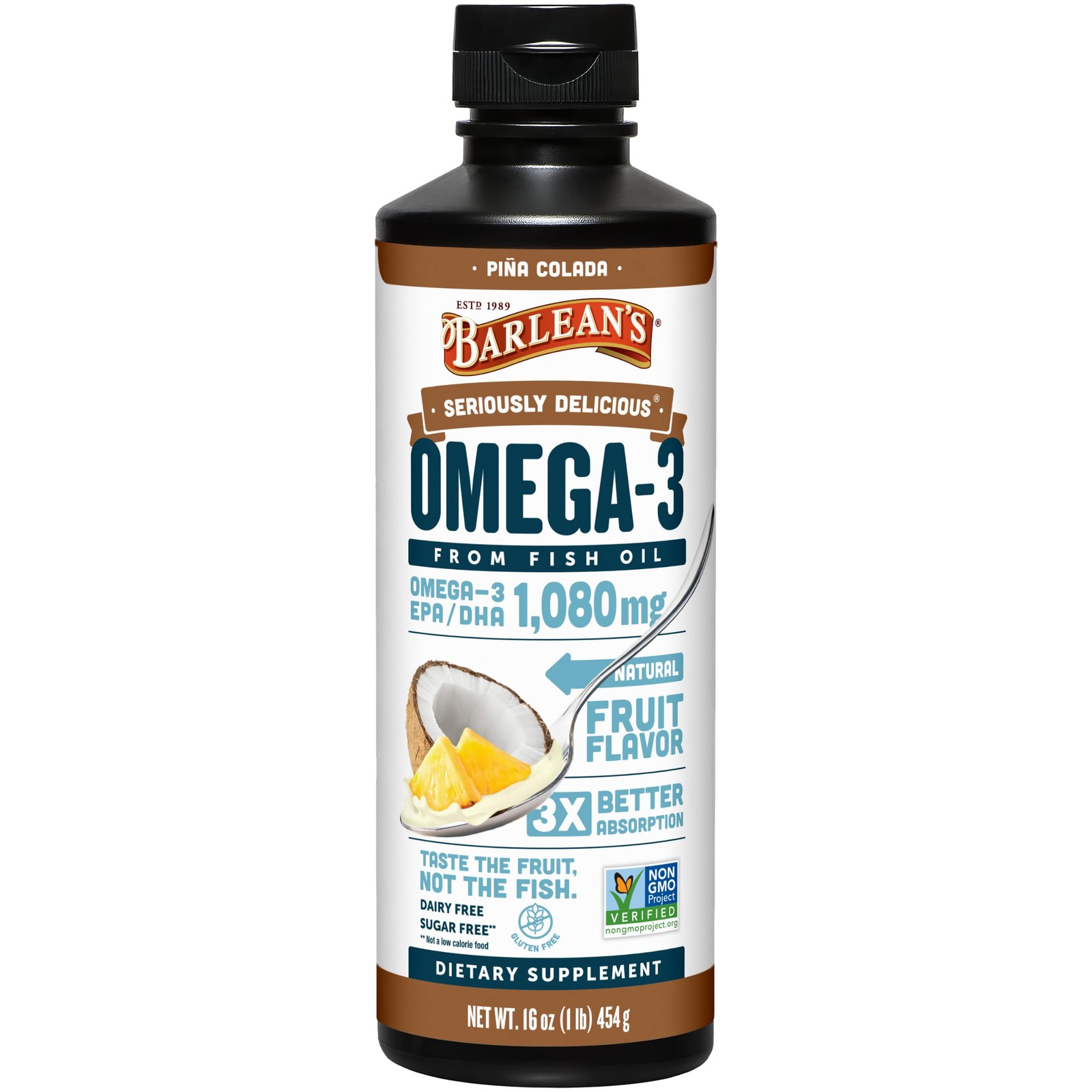 Barlean’s Omega 3 Fish Oil Liquid Supplement for Men and 16 Ounce, Default