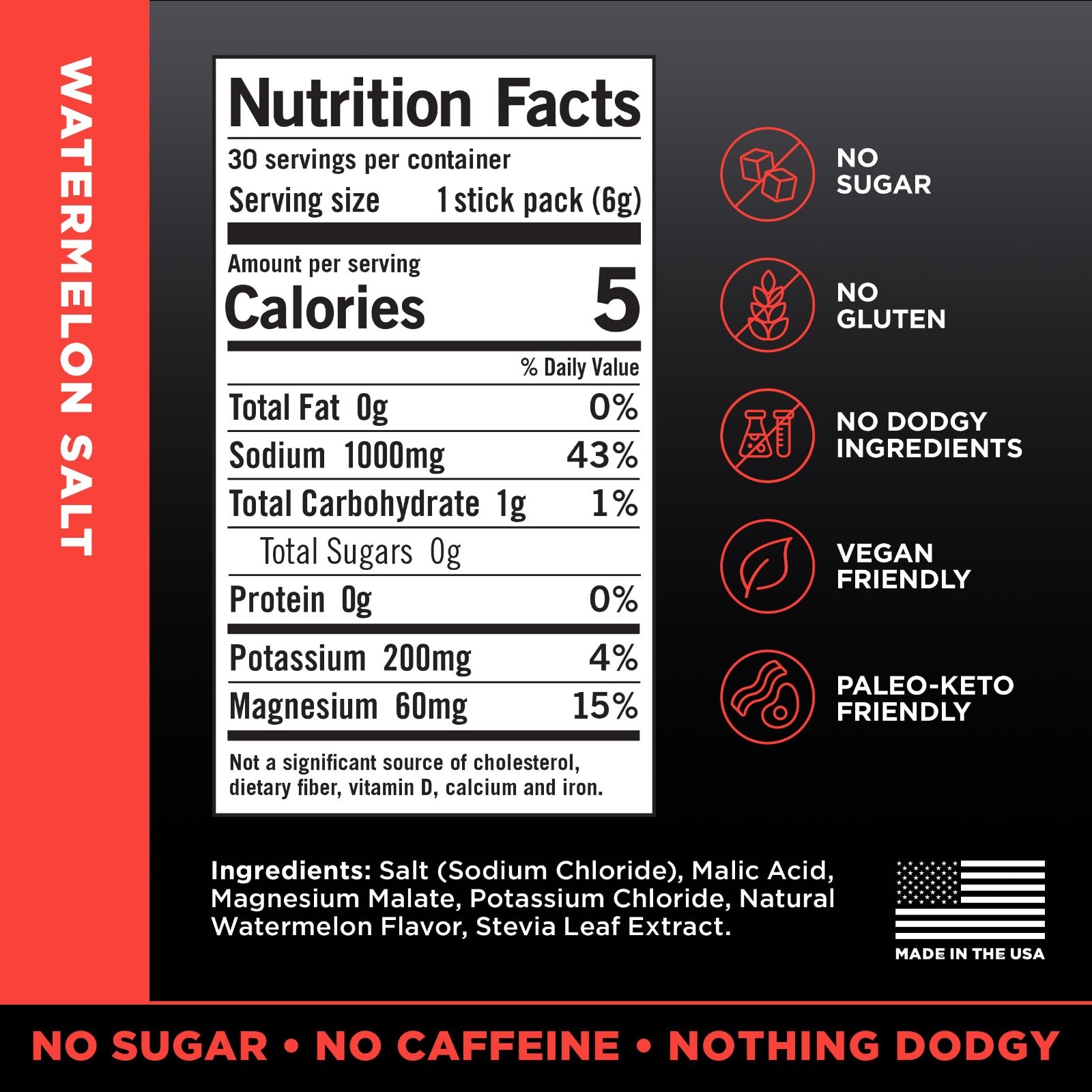 Zero Sugar Electrolyte Drink Mix – Watermelon Flavor | 30 Pack | Hydration Boost