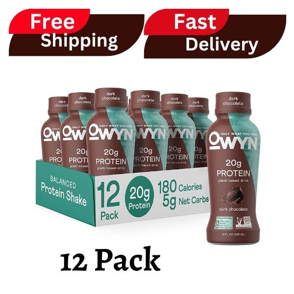 OWYN Plant Based Protein Shake, Dark Chocolate, with 20g Vegan Protein*Free Ship